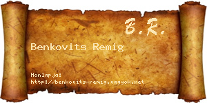Benkovits Remig névjegykártya
